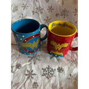 Set Of Wonder Woman Ceramic Mugs By Silver Buffalo Hand Wash DC Comics Licensed